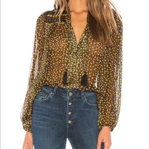 Ulla Johnson Floral Constance Blouse in Noir